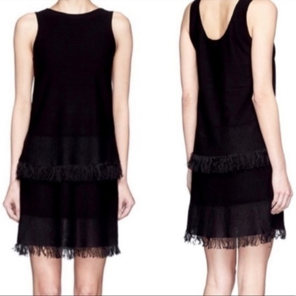 NWT Theory jurinzi Prosecco linen fringe knit dress Size S color Black